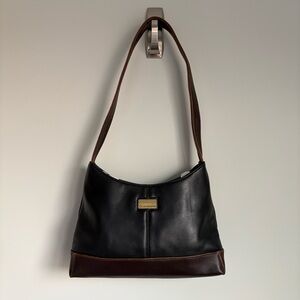 Liz Claiborne Black and Brown Leather Shoulder Bag